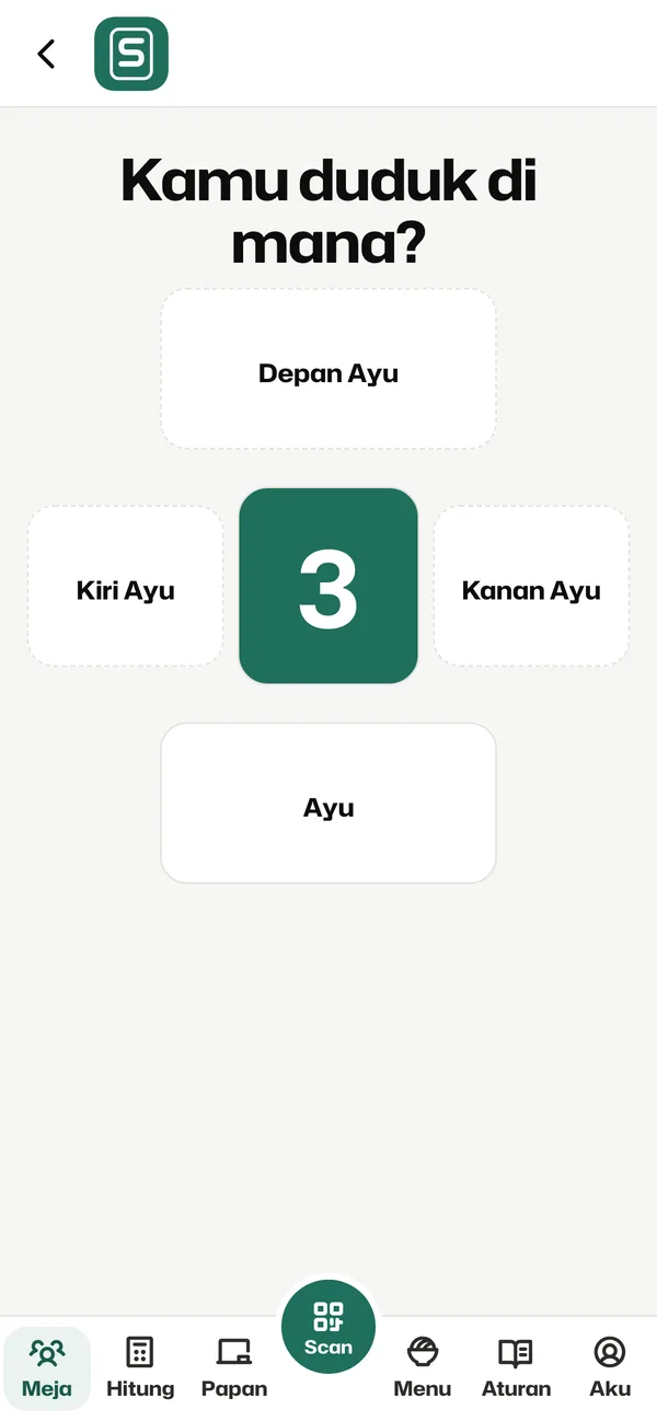 HP pemain kedua: pilih kursi